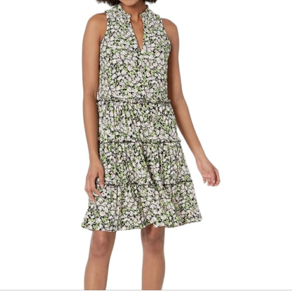 Tommy Hilfiger Black and White Tie Front Halter Midi Dress